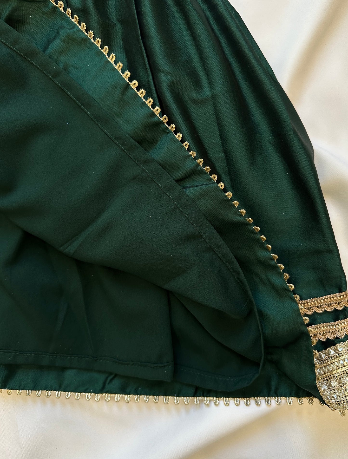Girls Gota Work Frock Suit - Emerald Green & Gold