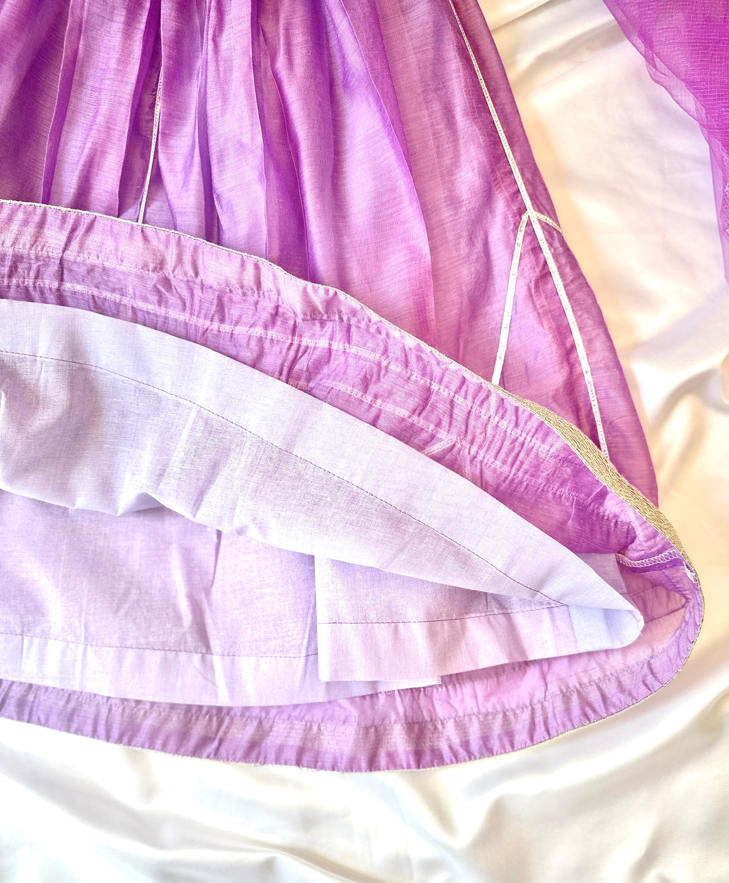 Girls Gota Work Lehenga Set with Dupatta - Lavender