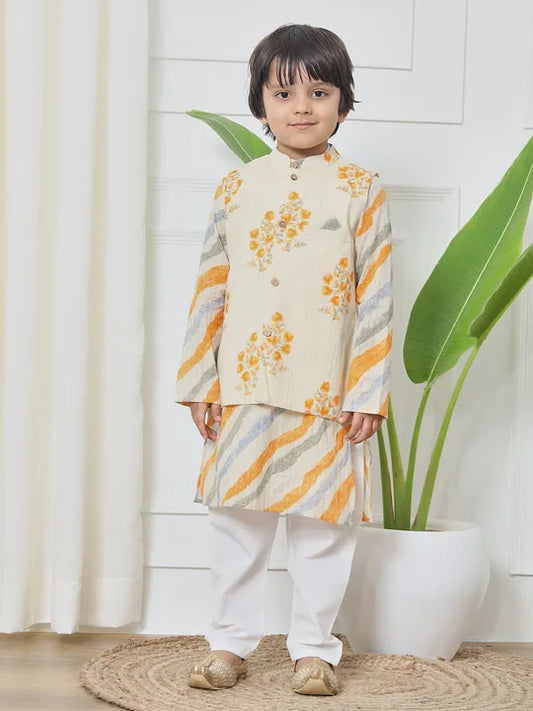 Traditional Boys Kurta Pyjama set with Nehru Jacket. Perfect Indian kidswear in Canada for weddings, pujas & festive celebrations.