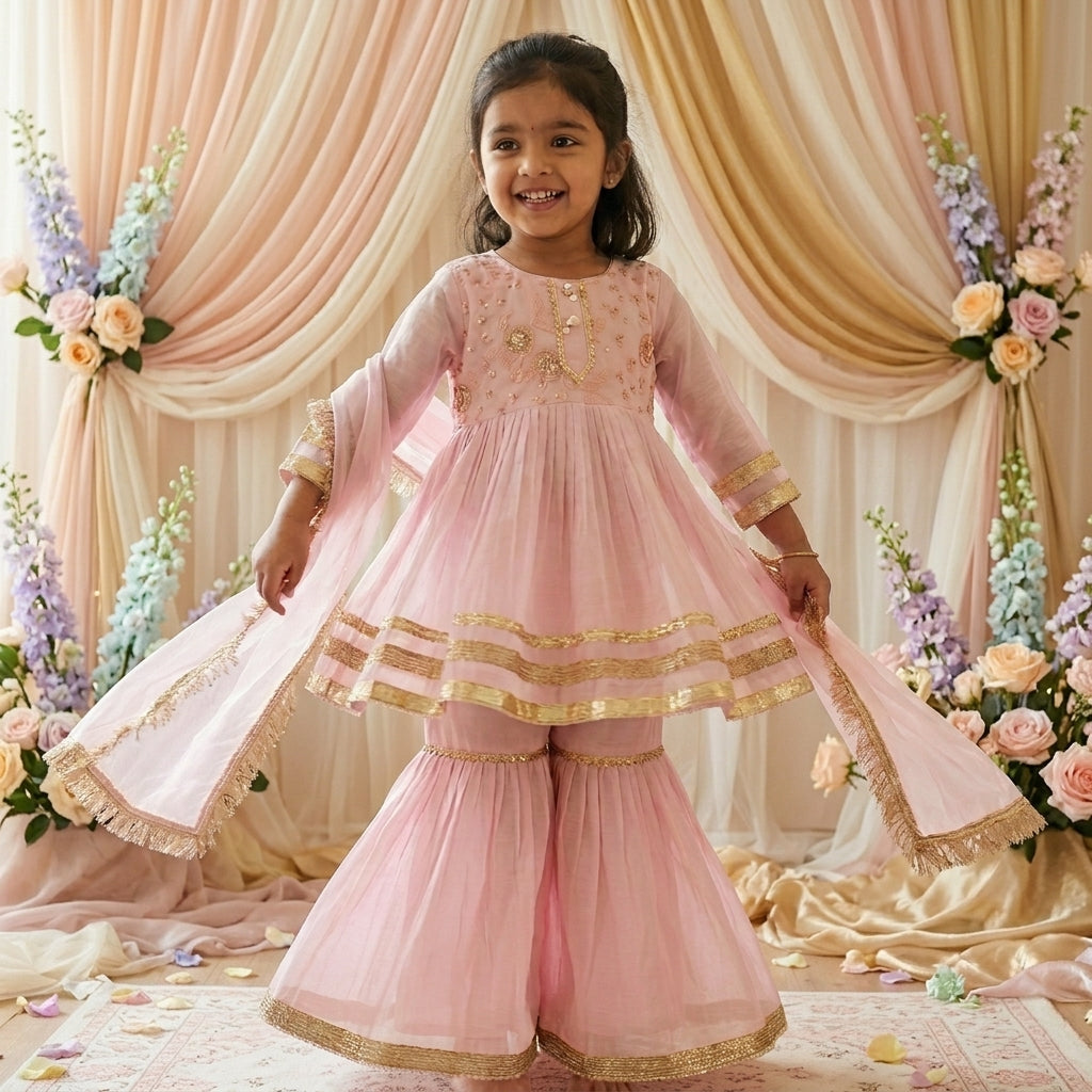 Kids Sharara Suit, Girls Ethnic Wear Canada, Kids Pakistani Clothes, Indian Kids Party Wear, Kids Festive Outfits.