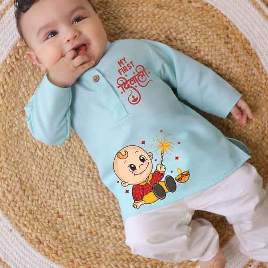 Newborn Baby & toddler boys first diwalikurta pajama Indian outfit in Canada, perfect traditional wear for Diwali & celebrations.