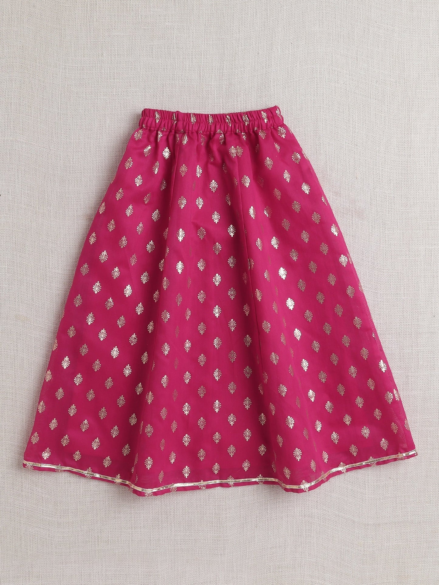 Girls Lehenga Choli With Dupatta-Blue & Pink