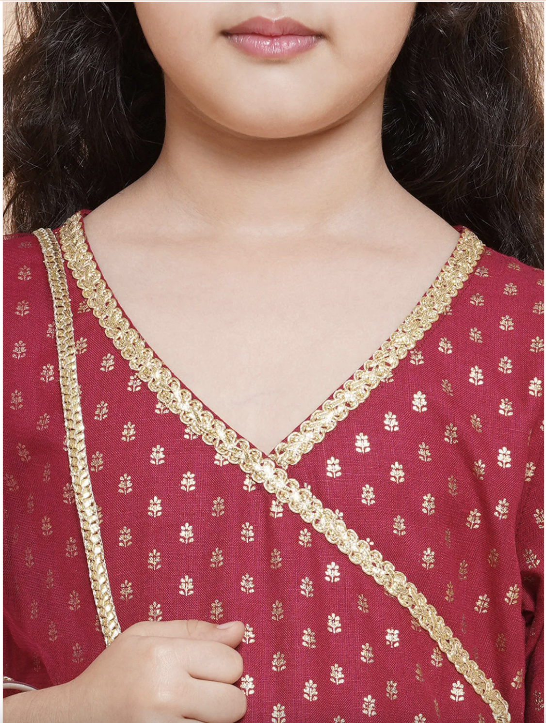 Girls Anarkali with Trousers & Dupatta -  Ruby Red - Mitthu Kids Ethnic Wear