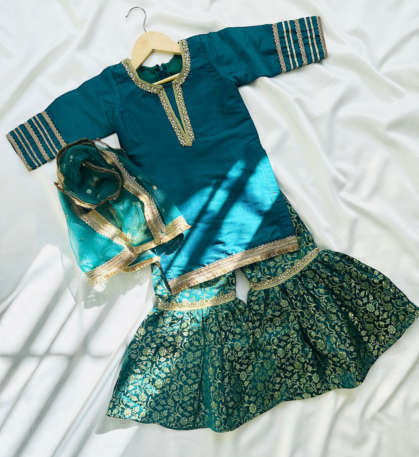 Teal sharara/gharara for little girls_Indian traditional dress_pakistani outfit_in Canada