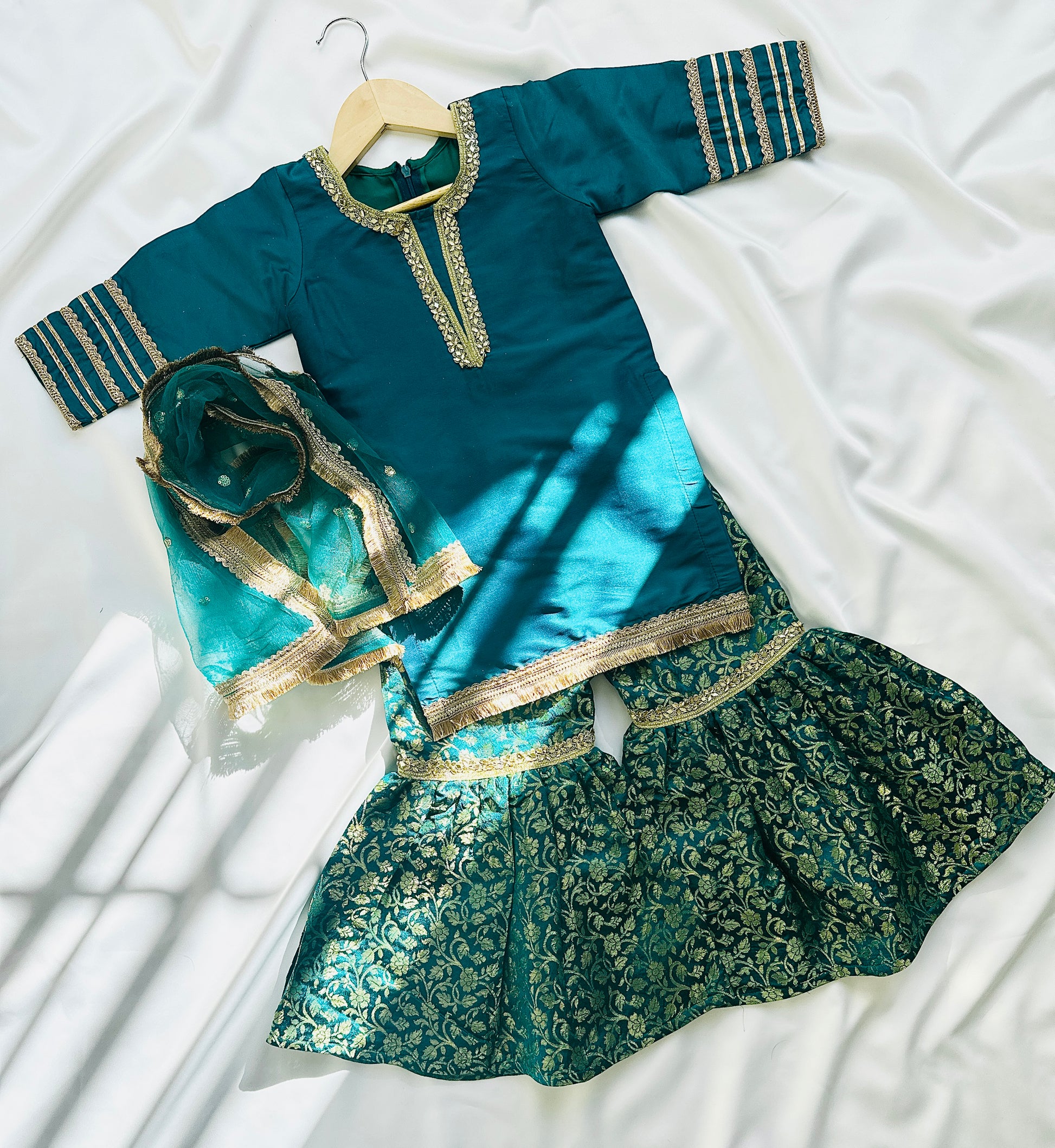 Teal sharara/gharara for little girls_Indian traditional dress_pakistani outfit_in Canada