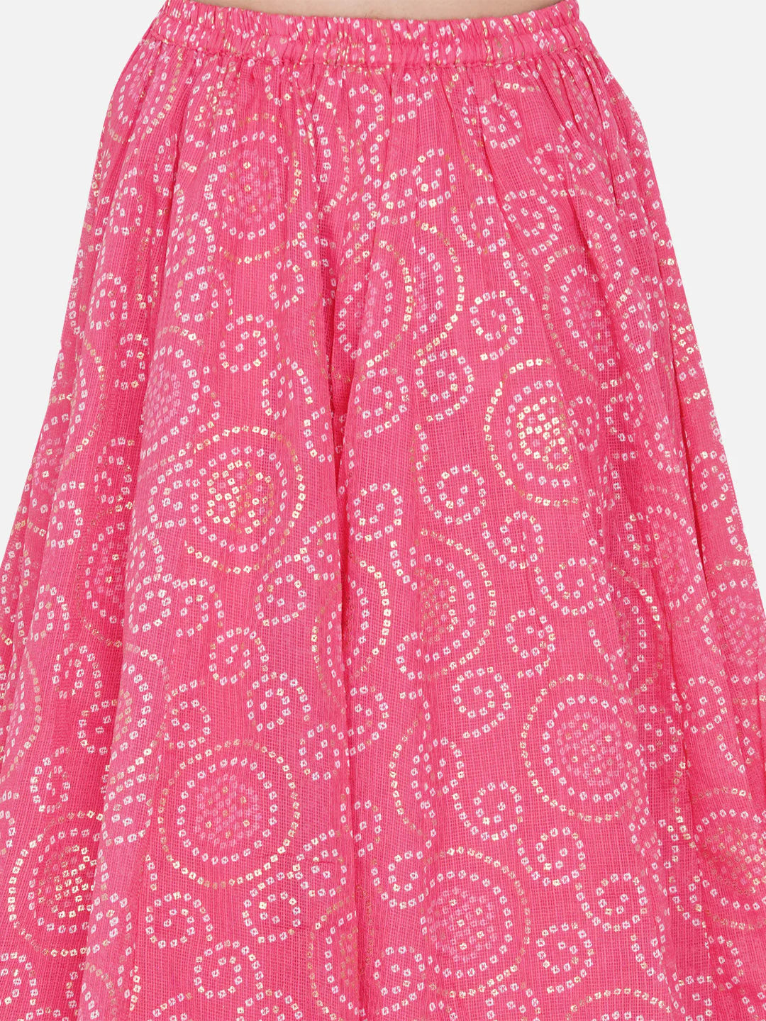 Girls Pink Jaipuri Print Lehenga & Choli With Dupatta - Mitthu Kids Ethnic Wear