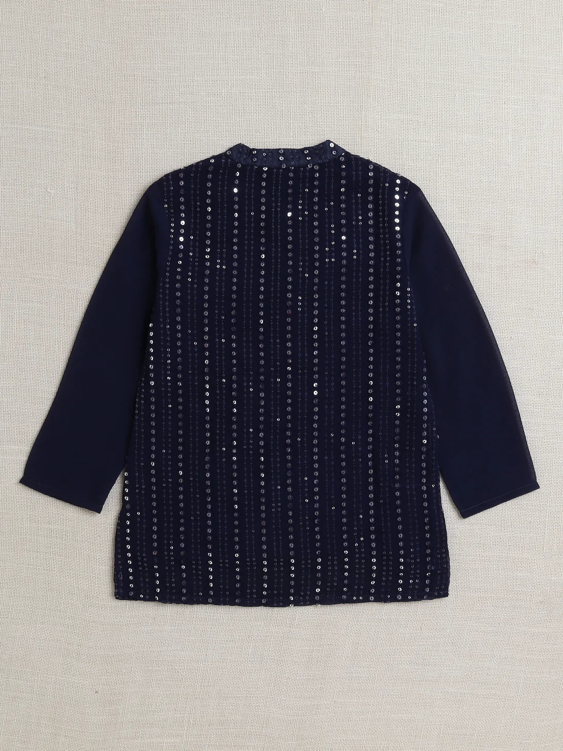 Boys Mirror Work Kurta & Pyjama - Navy Blue - Mitthu Kids Ethnic Wear