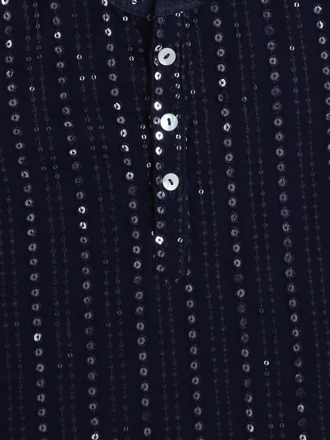 Boys Mirror Work Kurta & Pyjama - Navy Blue - Mitthu Kids Ethnic Wear