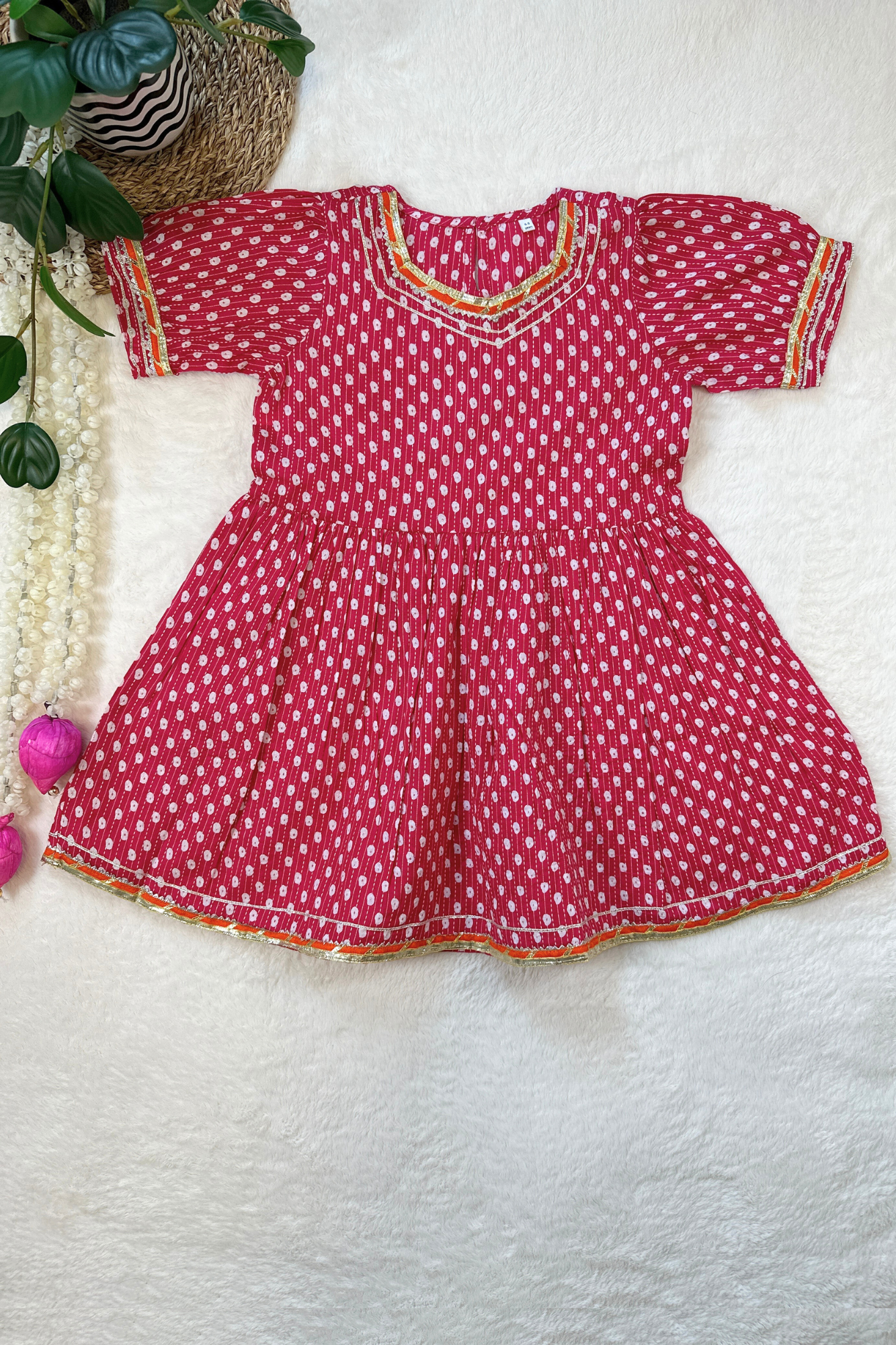 Jaipur Print Kurta Sharara with Dupatta Set-Pink - Mitthu Kids Ethnic Wear