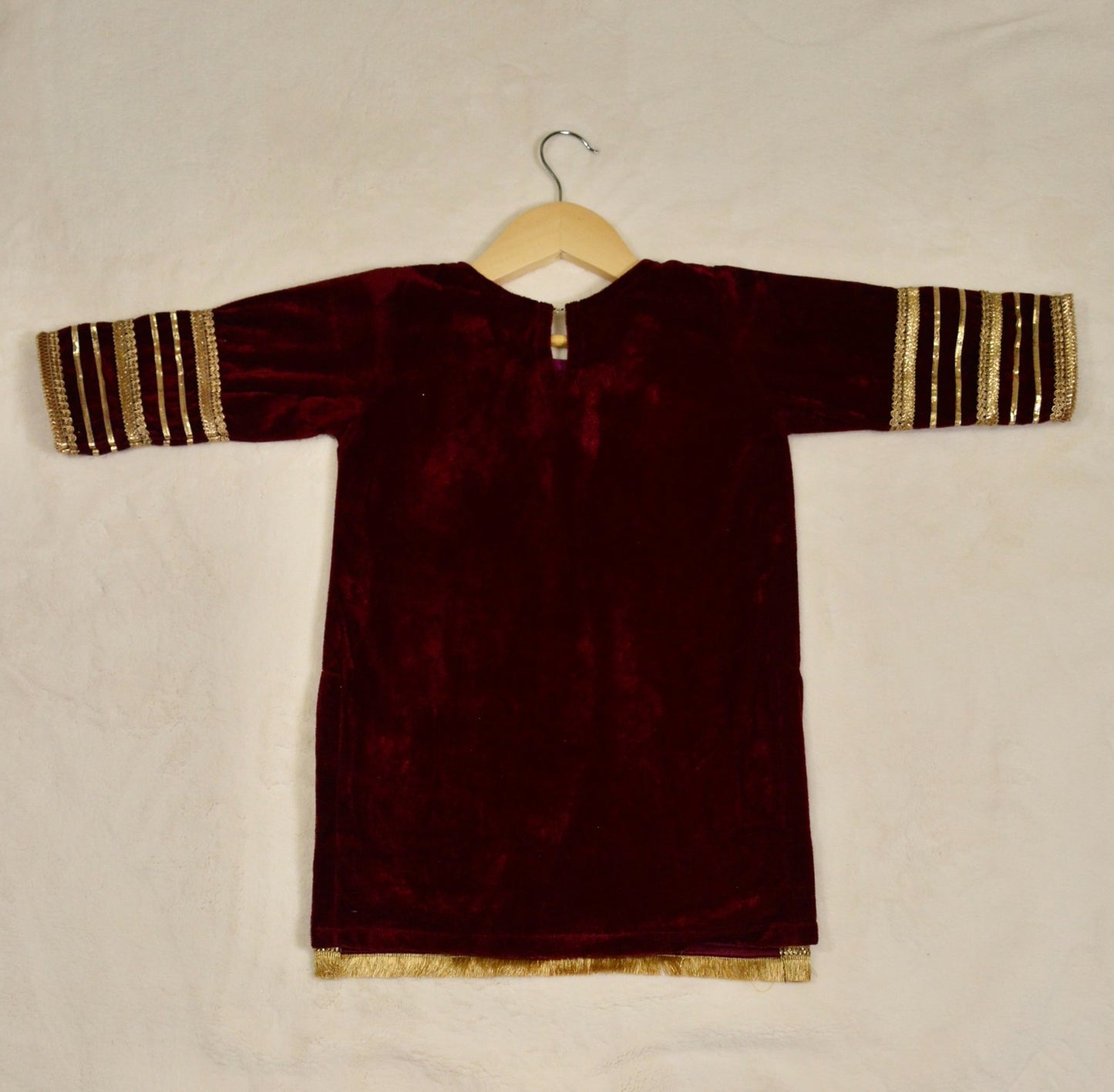 Banarsi Gharara  & Velvet Kameez with Dupatta - Mulberry Pink - Mitthu Kids Ethnic Wear