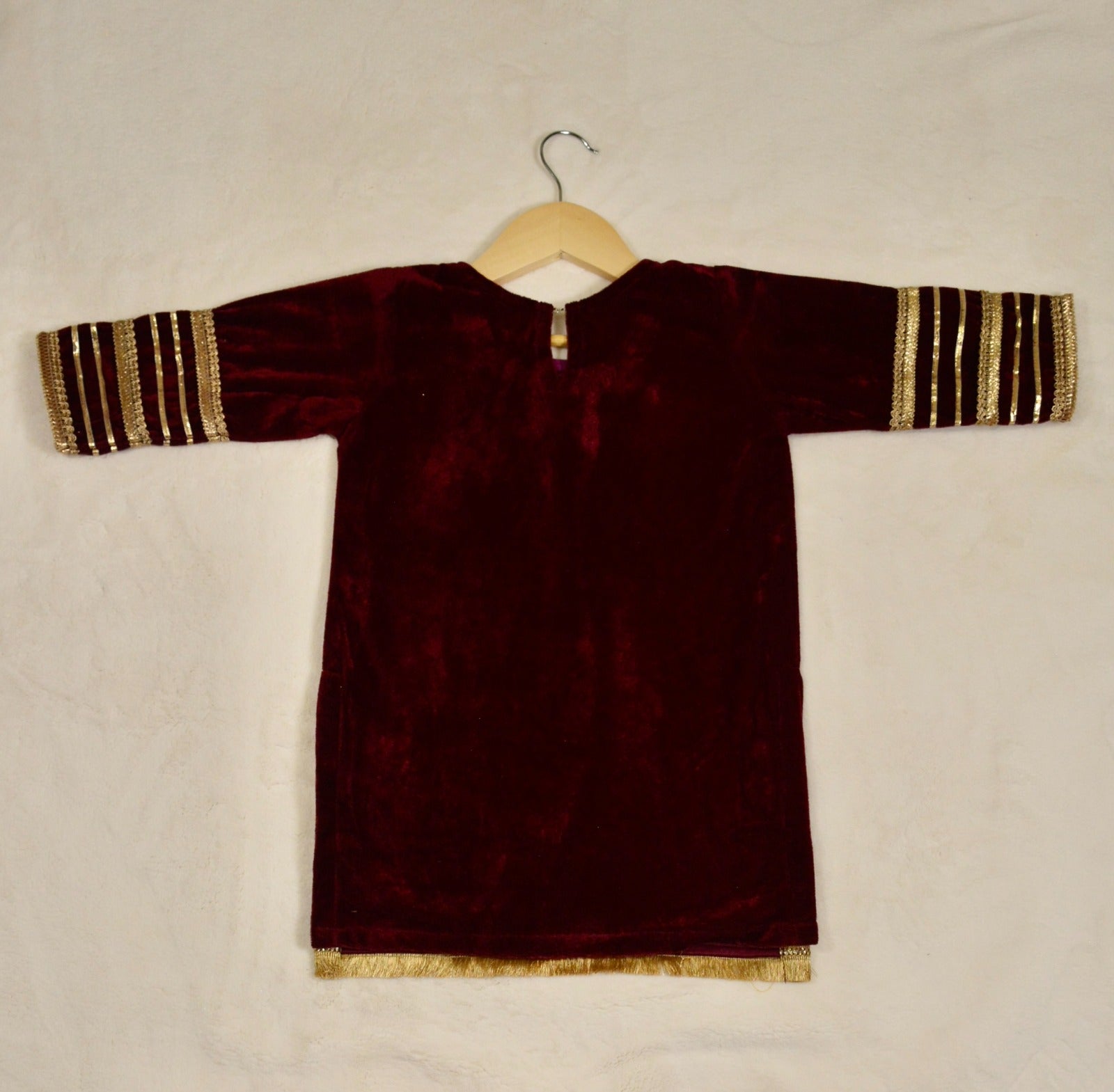 Banarsi Gharara  & Velvet Kameez with Dupatta - Mulberry Pink - Mitthu Kids Ethnic Wear