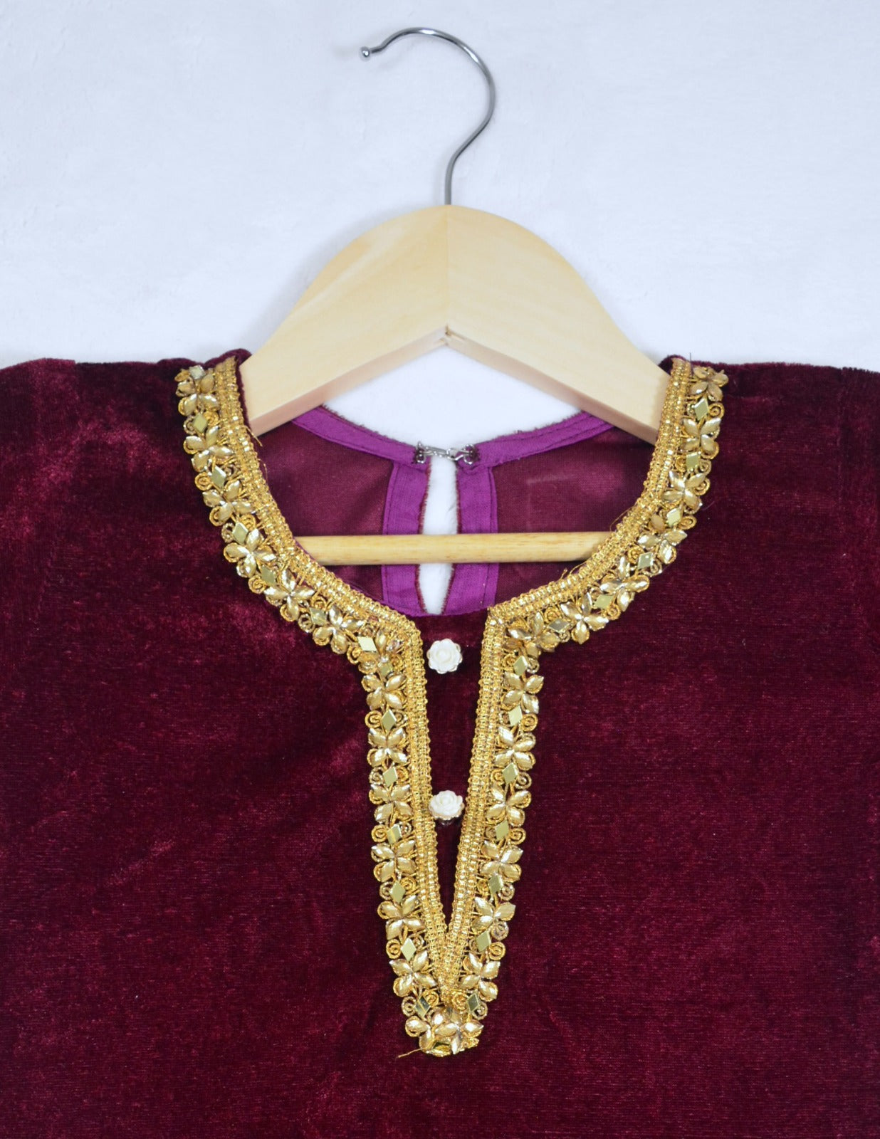 Banarsi Gharara  & Velvet Kameez with Dupatta - Mulberry Pink - Mitthu Kids Ethnic Wear