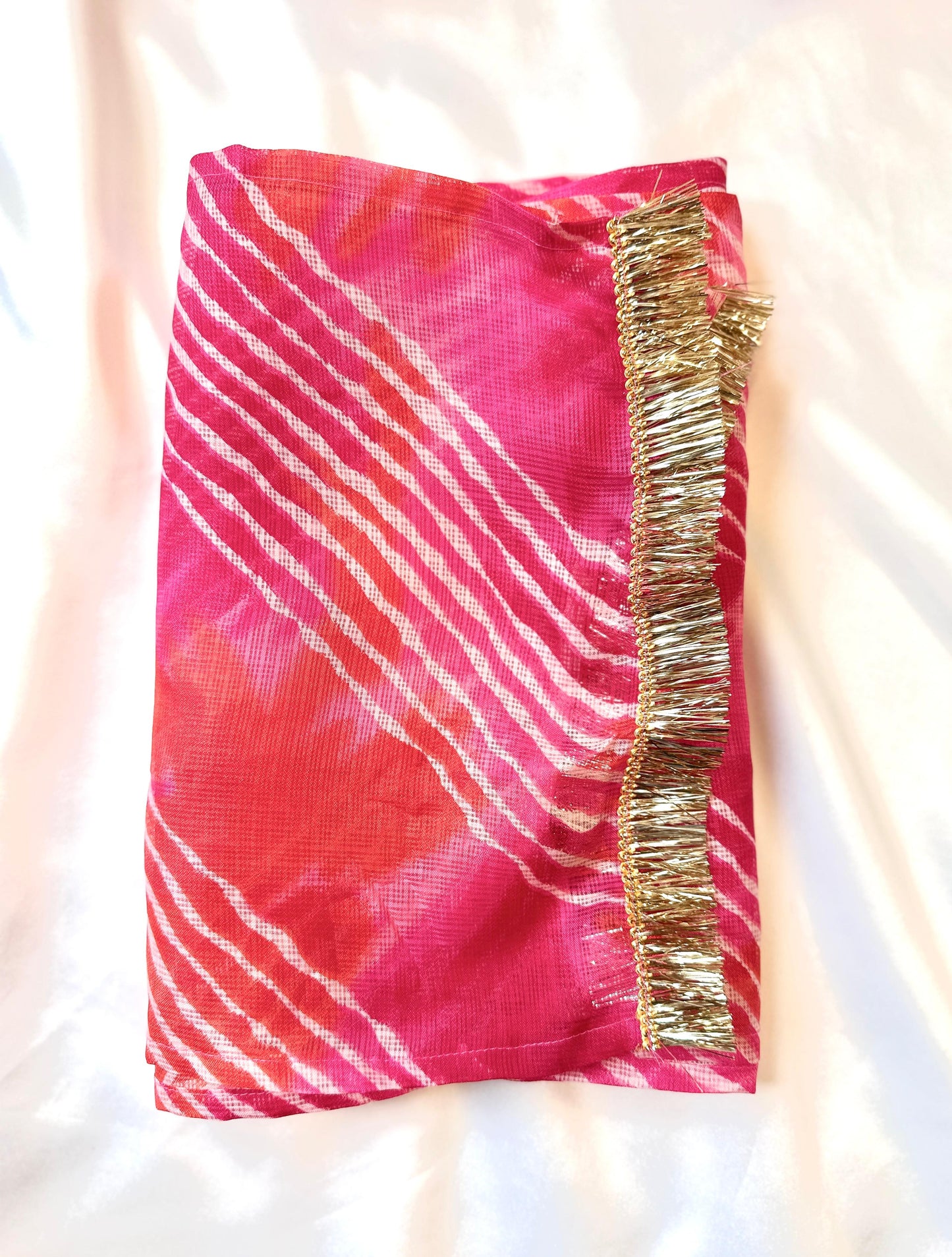 Girls Jaipuri Kota Doriya Lehenga Set with Dupatta - Pink