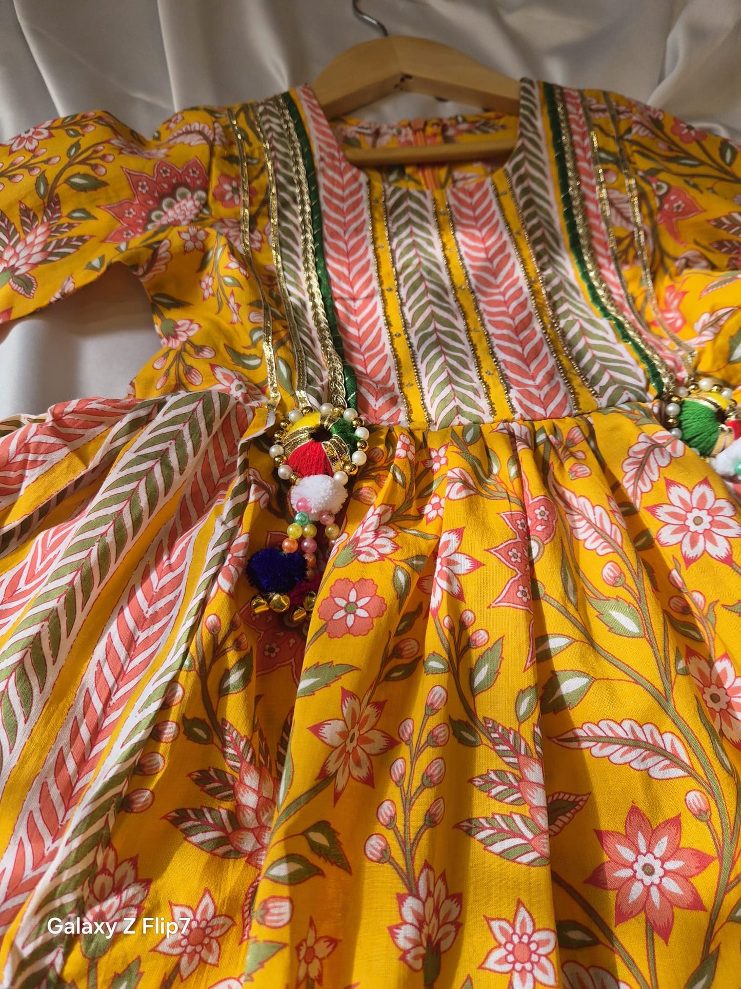 Girls Jaipuri Cotton Sharara Set with Dupatta - Yellow
