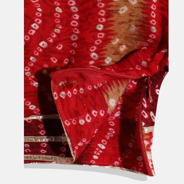 Straight style cotton fabric red color printed lehenga choli - Mitthu Kids Ethnic Wear