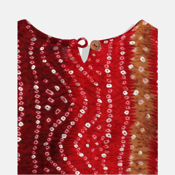 Straight style cotton fabric red color printed lehenga choli - Mitthu Kids Ethnic Wear