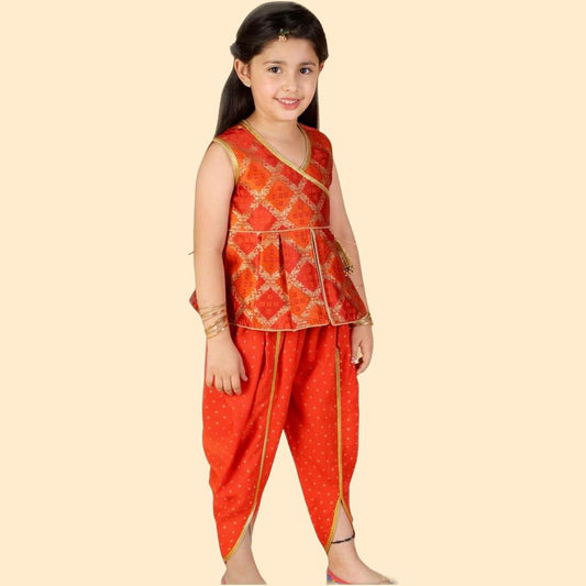 Nyra-Peplum-Top-Dhoti - Mitthu Kids Ethnic Wear