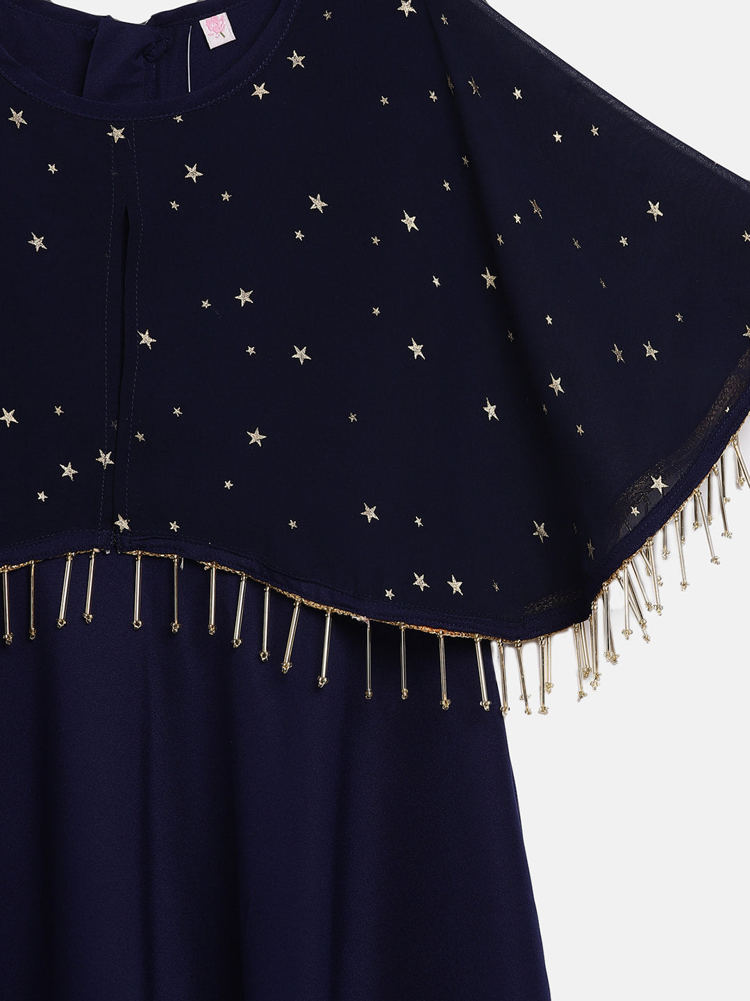 Navy Blue & Gold Single Piece Dress - Mitthu Kids Ethnic Wear