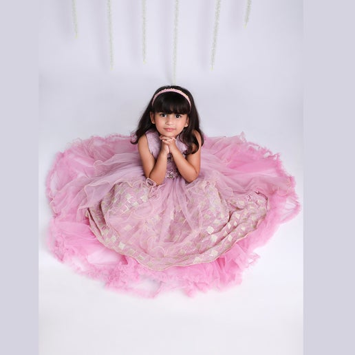 Girl’s Lilac Party Dress - Mitthu Kids Ethnic Wear