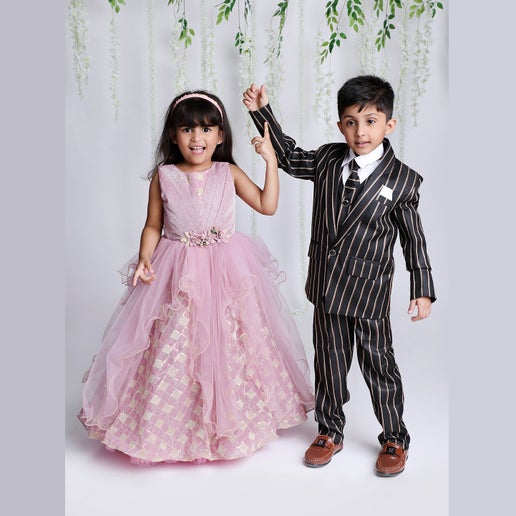 Girl’s Lilac Party Dress - Mitthu Kids Ethnic Wear