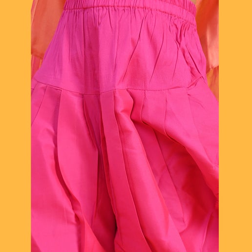 Peach & Magenta Festive Dhoti Kurta For Girls - Mitthu Kids Ethnic Wear