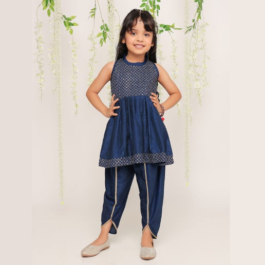 Girls Nytara Peplum Dhoti Set - Mitthu Kids Ethnic Wear