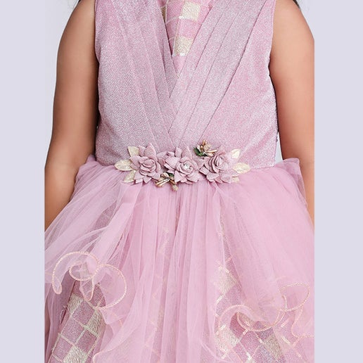 Girl’s Lilac Party Dress - Mitthu Kids Ethnic Wear