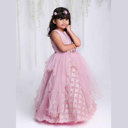 Girl’s Lilac Party Dress - Mitthu Kids Ethnic Wear